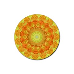 Sunshine Sunny Sun Abstract Yellow Rubber Coaster (round)  by Nexatart