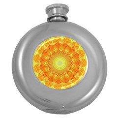 Sunshine Sunny Sun Abstract Yellow Round Hip Flask (5 Oz) by Nexatart