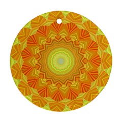 Sunshine Sunny Sun Abstract Yellow Round Ornament (two Sides) by Nexatart