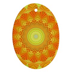 Sunshine Sunny Sun Abstract Yellow Oval Ornament (two Sides) by Nexatart