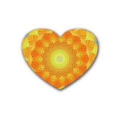 Sunshine Sunny Sun Abstract Yellow Heart Coaster (4 Pack)  by Nexatart