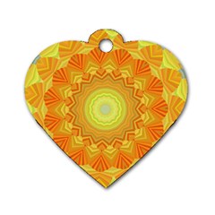 Sunshine Sunny Sun Abstract Yellow Dog Tag Heart (two Sides) by Nexatart