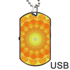 Sunshine Sunny Sun Abstract Yellow Dog Tag Usb Flash (two Sides) by Nexatart