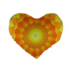 Sunshine Sunny Sun Abstract Yellow Standard 16  Premium Heart Shape Cushions by Nexatart