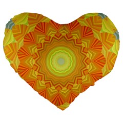 Sunshine Sunny Sun Abstract Yellow Large 19  Premium Flano Heart Shape Cushions by Nexatart