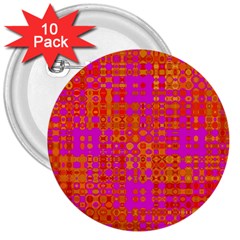 Pink Orange Bright Abstract 3  Buttons (10 Pack)  by Nexatart