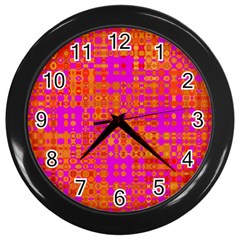 Pink Orange Bright Abstract Wall Clocks (black) by Nexatart