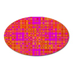 Pink Orange Bright Abstract Oval Magnet