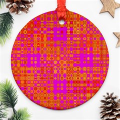 Pink Orange Bright Abstract Round Ornament (two Sides) by Nexatart