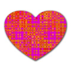 Pink Orange Bright Abstract Heart Mousepads by Nexatart