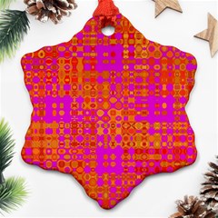 Pink Orange Bright Abstract Snowflake Ornament (two Sides) by Nexatart