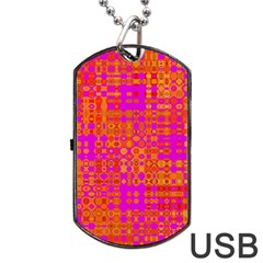 Pink Orange Bright Abstract Dog Tag Usb Flash (two Sides) by Nexatart