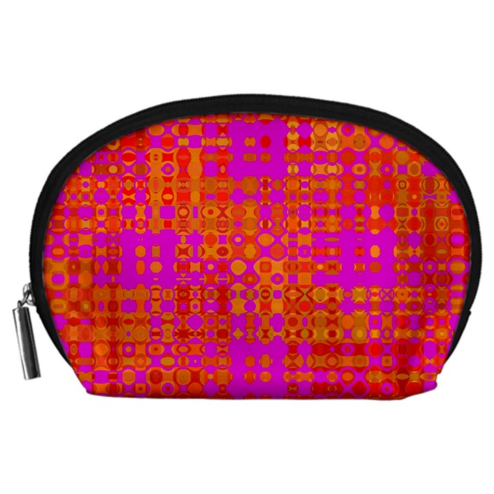 Pink Orange Bright Abstract Accessory Pouches (Large) 