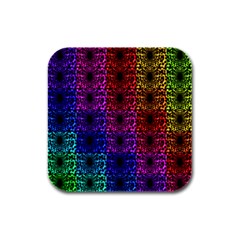 Rainbow Grid Form Abstract Rubber Square Coaster (4 Pack)  by Nexatart