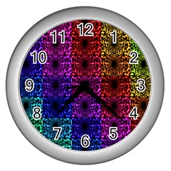 Rainbow Grid Form Abstract Wall Clocks (silver)  by Nexatart