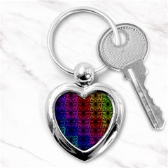 Rainbow Grid Form Abstract Key Chains (heart)  by Nexatart