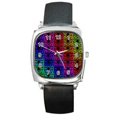 Rainbow Grid Form Abstract Square Metal Watch by Nexatart