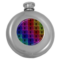 Rainbow Grid Form Abstract Round Hip Flask (5 Oz) by Nexatart