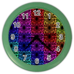 Rainbow Grid Form Abstract Color Wall Clocks by Nexatart