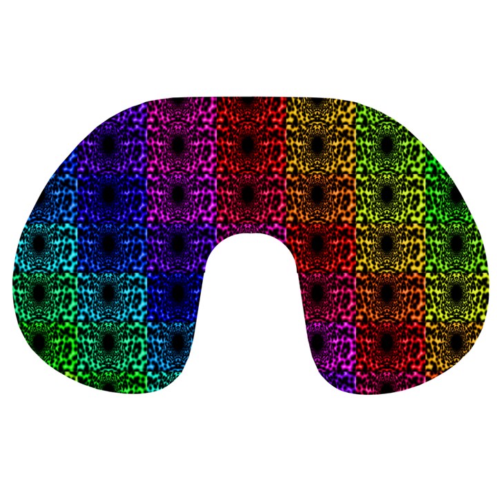 Rainbow Grid Form Abstract Travel Neck Pillows