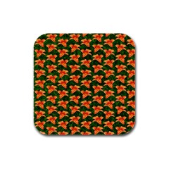 Background Wallpaper Flowers Green Rubber Square Coaster (4 Pack)  by Nexatart