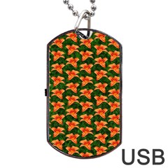 Background Wallpaper Flowers Green Dog Tag Usb Flash (one Side) by Nexatart