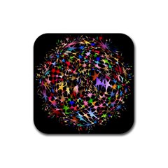 Network Integration Intertwined Rubber Square Coaster (4 Pack)  by Nexatart