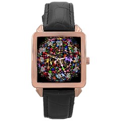 Network Integration Intertwined Rose Gold Leather Watch  by Nexatart