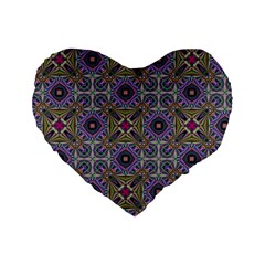 Vintage Abstract Unique Original Standard 16  Premium Heart Shape Cushions by Nexatart