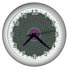 Pattern District Background Wall Clocks (silver)  by Nexatart