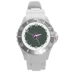 Pattern District Background Round Plastic Sport Watch (l) by Nexatart