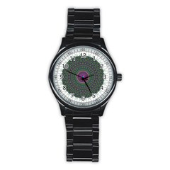 Pattern District Background Stainless Steel Round Watch by Nexatart