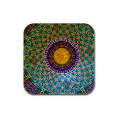 Temple Abstract Ceiling Chinese Rubber Square Coaster (4 Pack)  by Nexatart