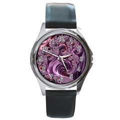 Abstract Art Fractal Art Fractal Round Metal Watch by Nexatart