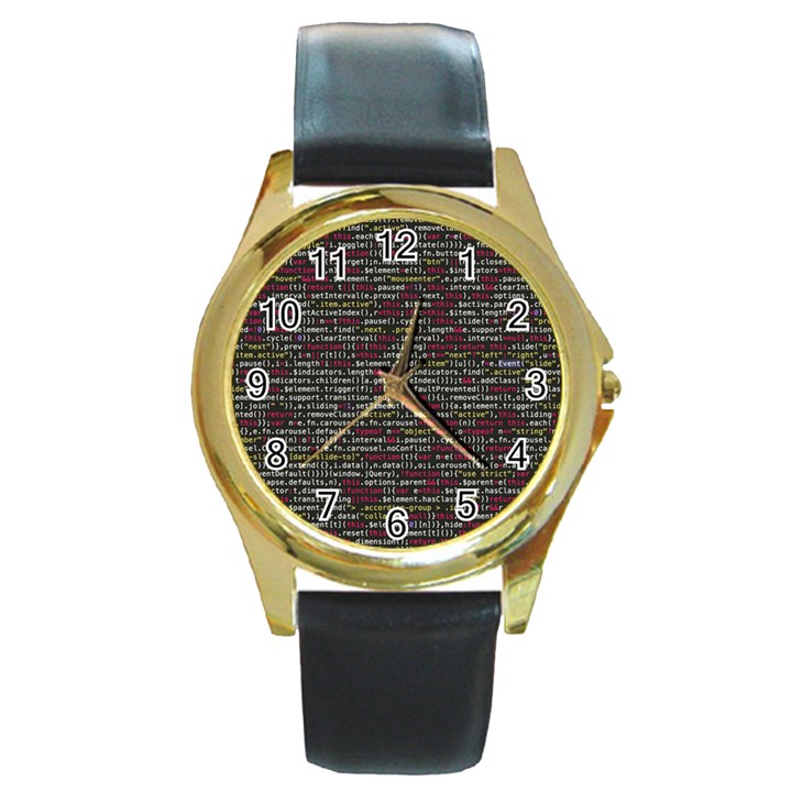 Full Frame Shot Of Abstract Pattern Round Gold Metal Watch