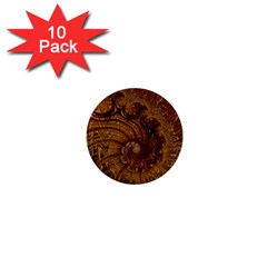 Copper Caramel Swirls Abstract Art 1  Mini Buttons (10 Pack)  by Nexatart