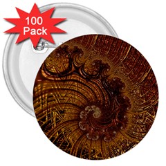 Copper Caramel Swirls Abstract Art 3  Buttons (100 Pack)  by Nexatart