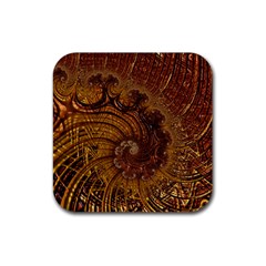 Copper Caramel Swirls Abstract Art Rubber Coaster (square)  by Nexatart