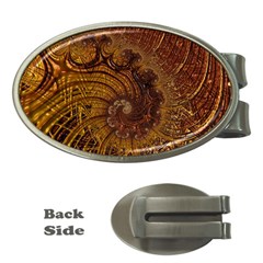 Copper Caramel Swirls Abstract Art Money Clips (oval) 