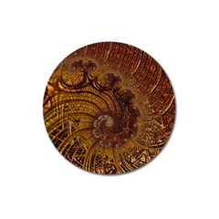 Copper Caramel Swirls Abstract Art Magnet 3  (round) by Nexatart