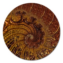 Copper Caramel Swirls Abstract Art Magnet 5  (round) by Nexatart