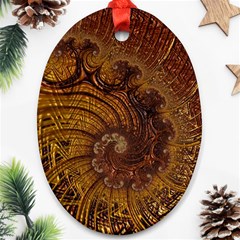 Copper Caramel Swirls Abstract Art Oval Ornament (two Sides) by Nexatart