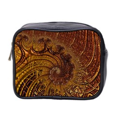 Copper Caramel Swirls Abstract Art Mini Toiletries Bag 2-side by Nexatart