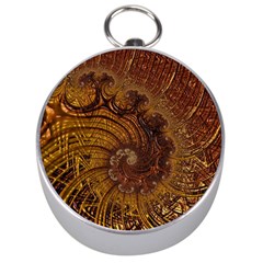 Copper Caramel Swirls Abstract Art Silver Compasses by Nexatart