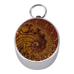 Copper Caramel Swirls Abstract Art Mini Silver Compasses by Nexatart