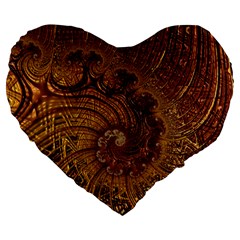 Copper Caramel Swirls Abstract Art Large 19  Premium Flano Heart Shape Cushions by Nexatart