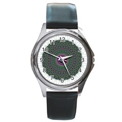 Pattern District Background Round Metal Watch by Nexatart