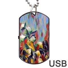 Abstractionism Spring Flowers Dog Tag Usb Flash (two Sides) by DeneWestUK