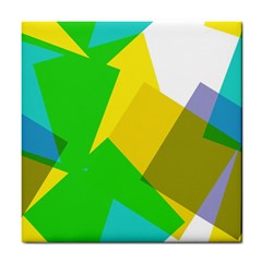 Green Yellow Shapes        Tile Coaster