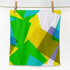 Green Yellow Shapes        Face Towel by LalyLauraFLM